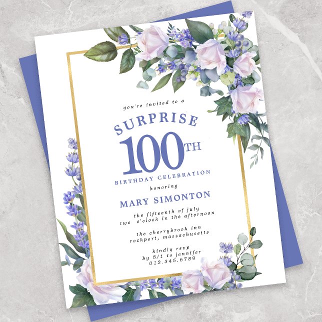 Budget 100th Birthday Surprise Party Invitation (Creator Uploaded)