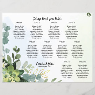 BUDGET 10 Table Wedding Seating Chart Greenery