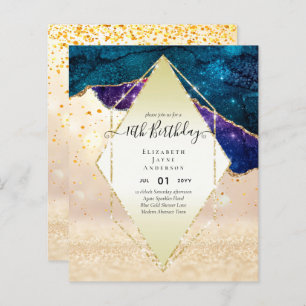 BUDGET 16th Birthday Glittery AGATE Sparkle Invite