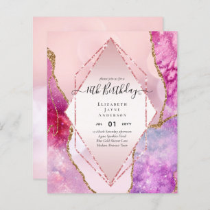 BUDGET 16th Birthday Glittery AGATE Sparkle Invite