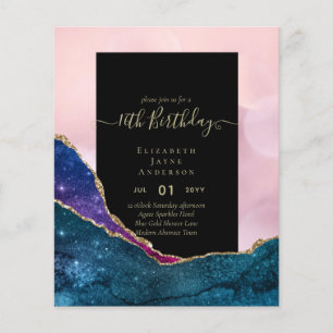 BUDGET 16th Birthday Glittery AGATE Sparkle Invite Flyer