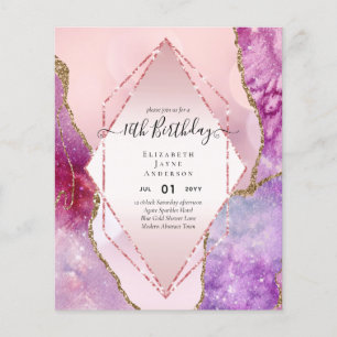 BUDGET 16th Birthday Glittery AGATE Sparkle Invite Flyer