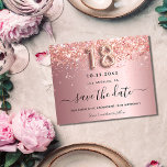 Budget 18th birthday blush pink save the date<br><div class="desc">A girly and trendy Save the Date card for a 18th birthday party. Blush pink gradient background decorated with rose faux glitter dust. Personalise and add a date and name/text. The text: Save the Date is written with a large trendy hand lettered style script with swashes. Number 18 with a...</div>