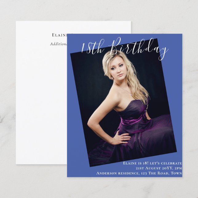 BUDGET 18th Birthday PHOTO Invite Announcement (Front/Back)