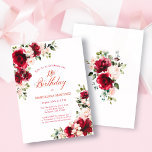 BUDGET 18th Birthday Red Pink Rose Invitation<br><div class="desc">Elegant red roses and pink peonies decorate a traditional floral design. Classic calligraphy denotes the milestone birthday. Invitation is easy to personalize. It is part of the Red Rose and Pink Peony collection that contains professionally designed invitation templates, welcome signs, thank you notes and party decorations. Create a cohesive party...</div>