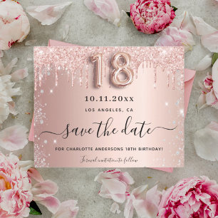 Budget 18th birthday rose gold glam save the date