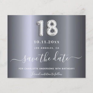 Budget 18th birthday silver metal save the date