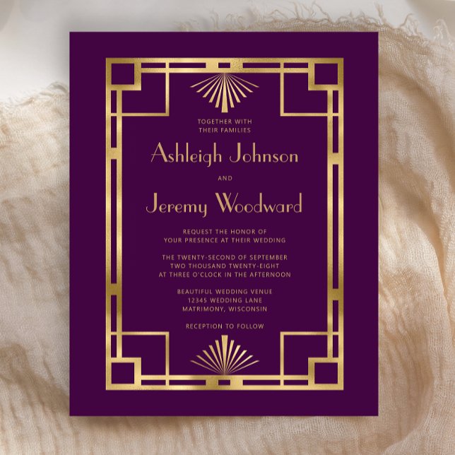Budget 1920s Vintage Deco Purple Gold Wedding (Creator Uploaded)