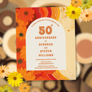 Budget 1970s 50th Wedding Anniversary Invitation