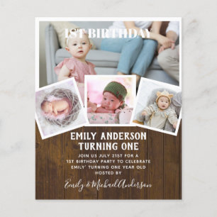 BUDGET 1st Birthday PHOTO Invite or THANK YOU Flyer