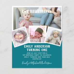 BUDGET 1st Birthday PHOTO Invite or THANK YOU Flyer