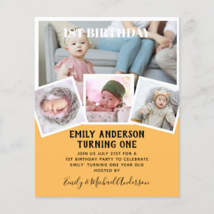 BUDGET 1st Birthday PHOTO Invite or THANK YOU Flyer