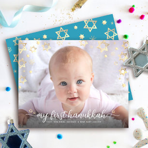 Budget 1st Hanukkah Photo Gold Star of David Card