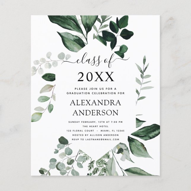 Budget 2021 Graduation Botanical Greenery Flyer (Front)