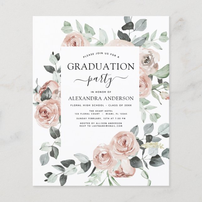 Budget 2022 Dusty Pink Graduation Floral Flyer (Front)