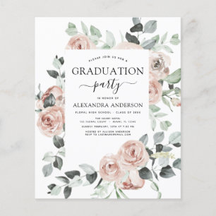 Budget 2022 Dusty Pink Graduation Floral Flyer