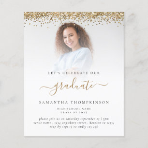 Budget 2022 Grad Photo Gold Glitter Invitation