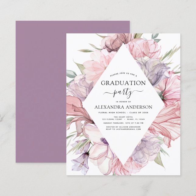 Budget 2022 Graduation Boho Dusty Pink Purple (Front/Back)