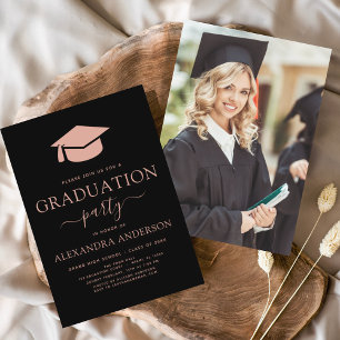 Budget 2022 Graduation Party Pink Black Photo Flyer