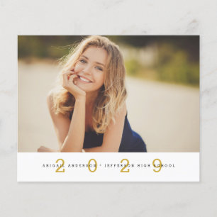 Budget 2022 Simple Two Photo Grad Gold Invitation
