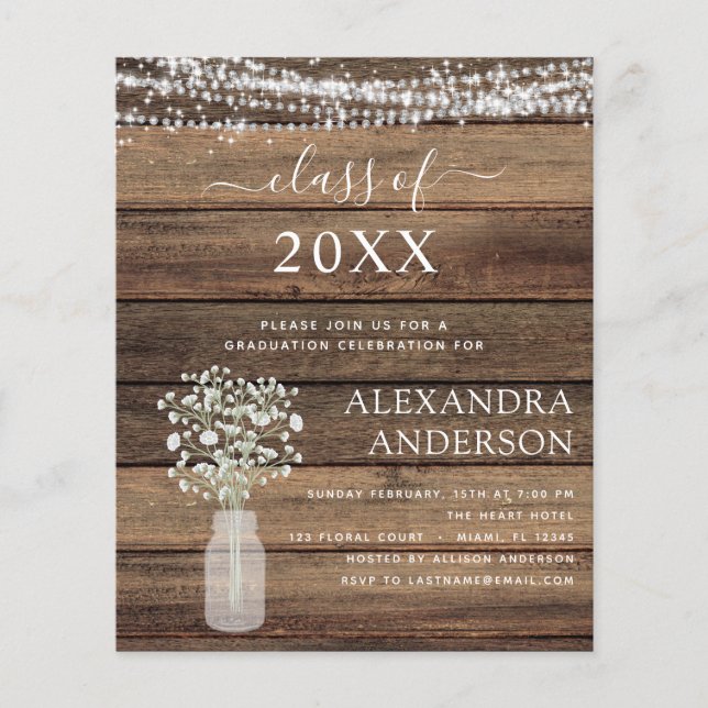 Budget 2023 Graduation Baby's Breath Invitation (Front)