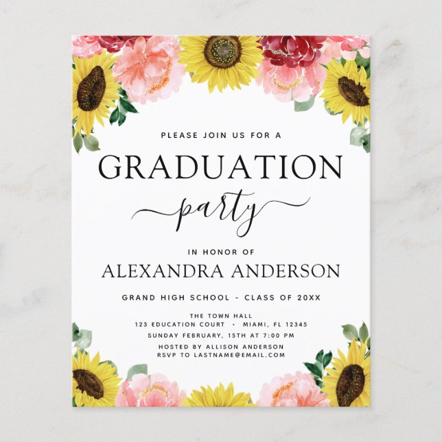 Budget 2023 Graduation Sunflower Photo Country (Front)