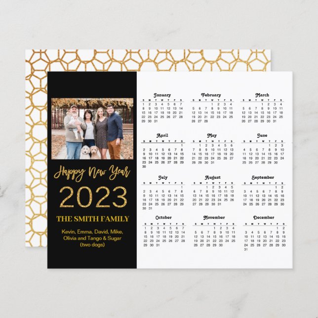 Budget 2023 Modern Gold Script Photo Calendar Card (Front/Back)