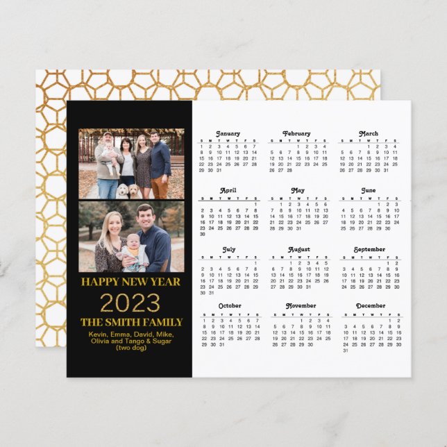 Budget 2023 Modern Gold Script Photo Calendar Card (Front/Back)