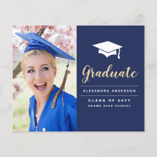 Budget 2023 Navy Blue Gold Photo Graduation Flyer