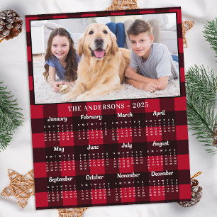 Budget 2023 Photo Red Plaid 12 Month Calendar Card
