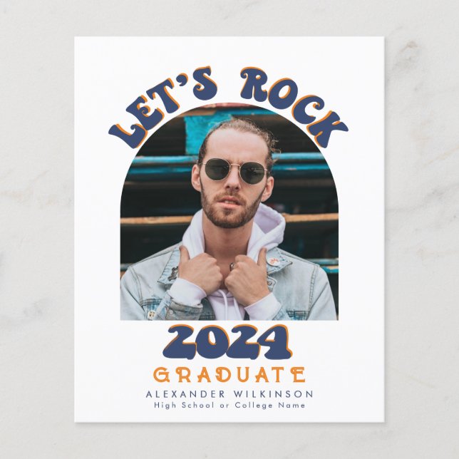 BUDGET 2023 Retro Groovy Script GRAD Announcement Flyer (Front)