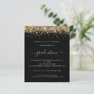 Budget 2024 Graduation Gold Glitter Black Invite