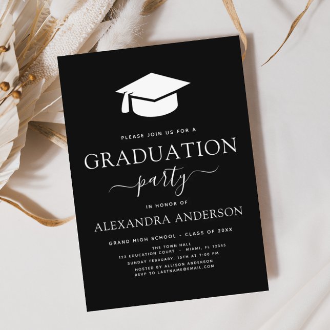 Budget 2024 Graduation Party Black Invitation (Creator Uploaded)