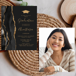 Budget 2025 Graduation Black Agate Photo Invite