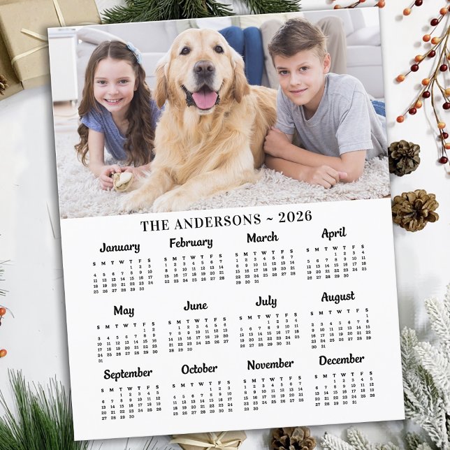 Budget 2026 Custom Photo 12 Month Calendar Card (Creator Uploaded)