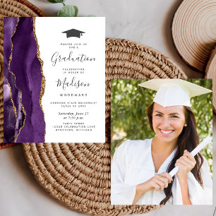 Budget 2026 Graduation Purple Agate Photo Invite