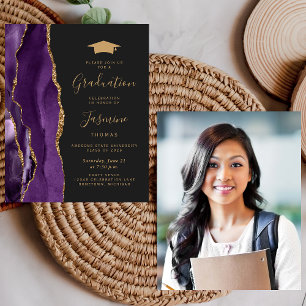 Budget 2026 Graduation Purple Agate Photo Invite