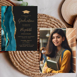 Budget 2026 Graduation Teal Agate Photo Invite