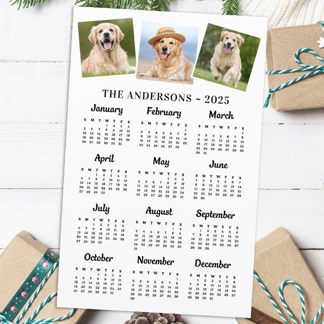 Budget 2026 Pet Photo Dog 12 Month Calendar Card (Creator Uploaded)