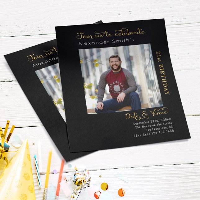 Budget 21st Birthday Black Invitation Flyer (Creator Uploaded)