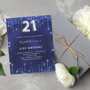 Budget 21st birthday blue silver glitter