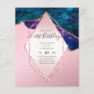 BUDGET 21st Birthday Glittery AGATE Sparkle Invite Flyer