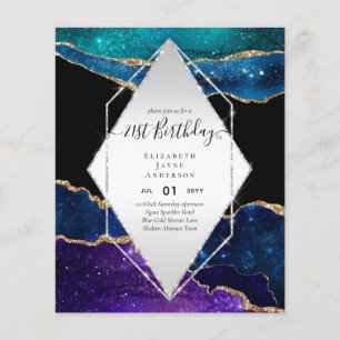 BUDGET 21st Birthday Glittery AGATE Sparkle Invite Flyer