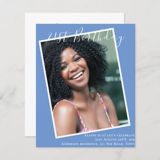 BUDGET 21st Birthday Invite PHOTO Keepsake (Front/Back)