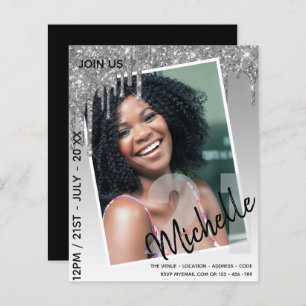 BUDGET 21st Birthday PHOTO Dripping Glitter Invite
