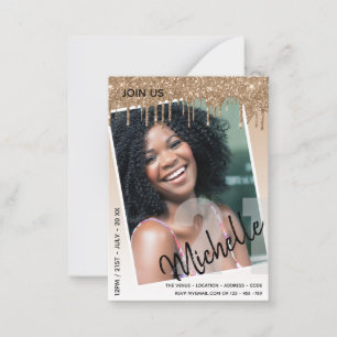 BUDGET 21st Birthday PHOTO Dripping Glitter Invite