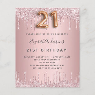 Budget 21st Birthday pink dusty rose glitter drips