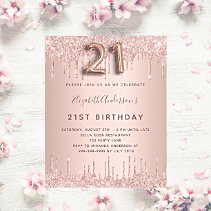 Budget 21st Birthday rose gold glitter pink luxury