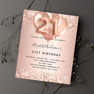 Budget 21st birthday rose gold sparkles balloons
