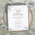 Budget 25th Anniversary Silver Hearts Invitation<br><div class="desc">Featuring delicate silver love hearts confetti. Personalise with your special twenty-five years silver anniversary information in chic silver lettering. Designed by Thisisnotme©</div>